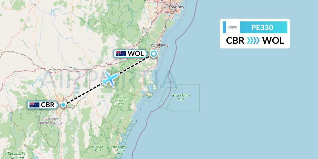 PE330 People's Viennaline Flight Map: Canberra to Australia