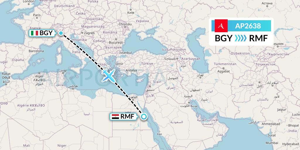 AP2638 AlbaStar Flight Map: Milan to Marsa Alam