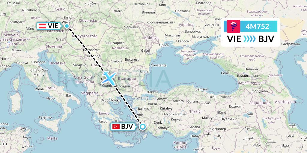 4M752 LATAM Airlines Argentina Flight Map: Vienna to Bodrum