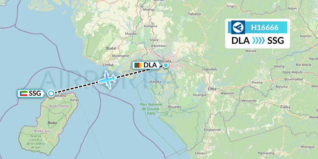 H16666 Hahn Air Systems Flight Map: Douala to Malabo