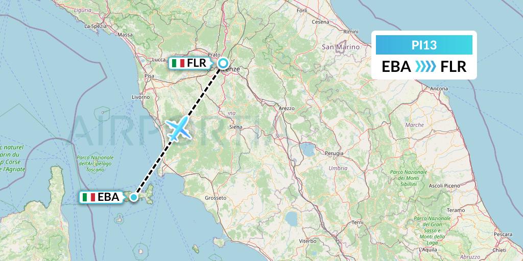 PI13 Polar Airlines Flight Map: Elba to Florence