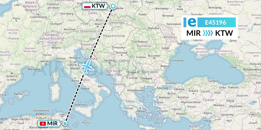 E45196 Estelar Latinoamerica C.A. Flight Map: Monastir to Katowice