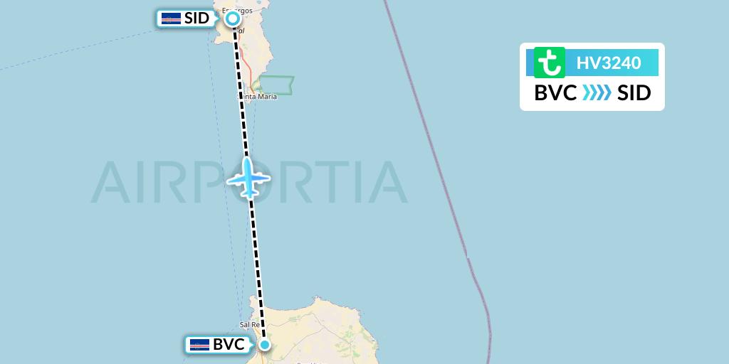 HV3240 Transavia Flight Map: Boa Vista to Espargos