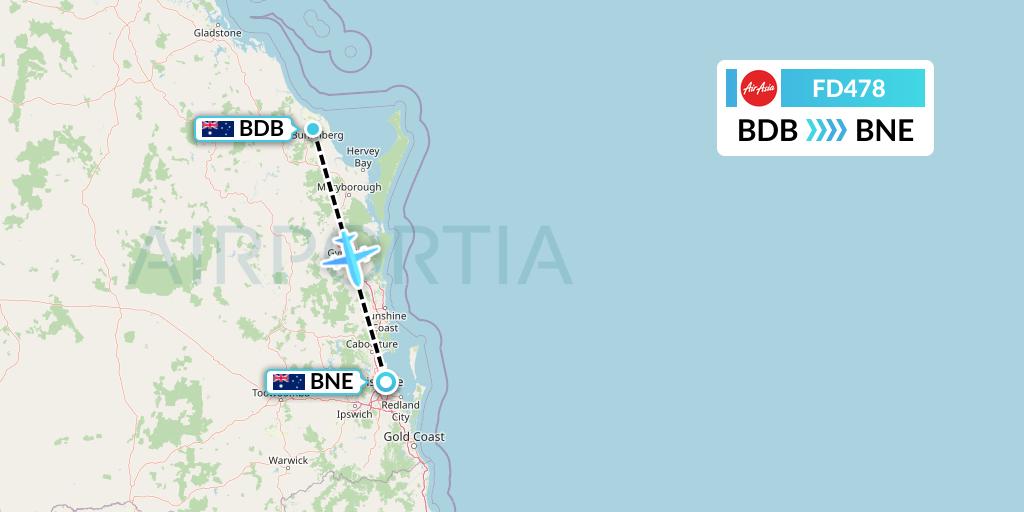 FD478 Thai AirAsia Flight Map: Bundaberg to Brisbane