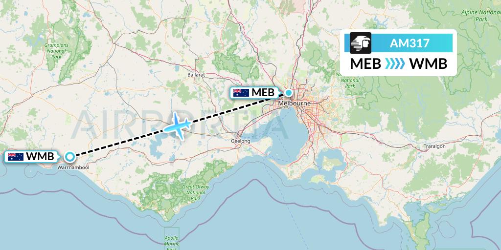 AM317 Aeromexico Flight Map: Essendon to Warrnambool