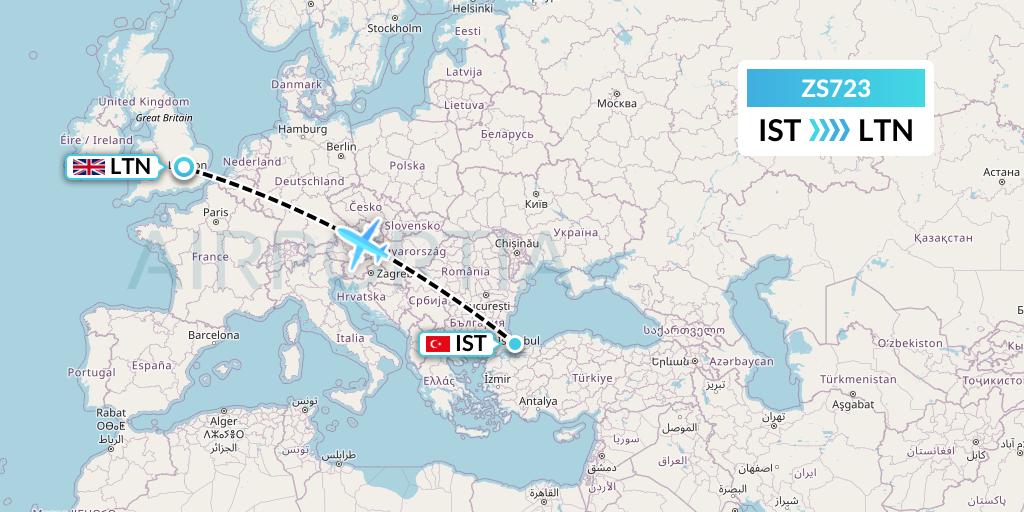ZS723 Grand Canyon Airlines Flight Map: Istanbul to London