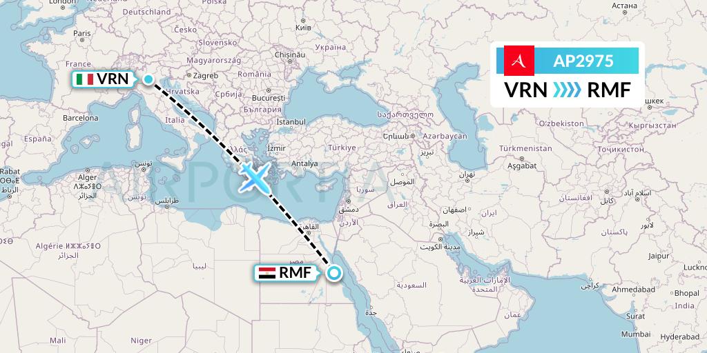 AP2975 AlbaStar Flight Map: Verona to Marsa Alam