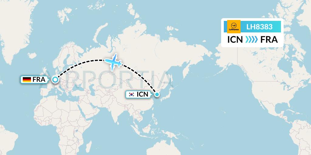 LH8383 Lufthansa Flight Map: Seoul to Frankfurt