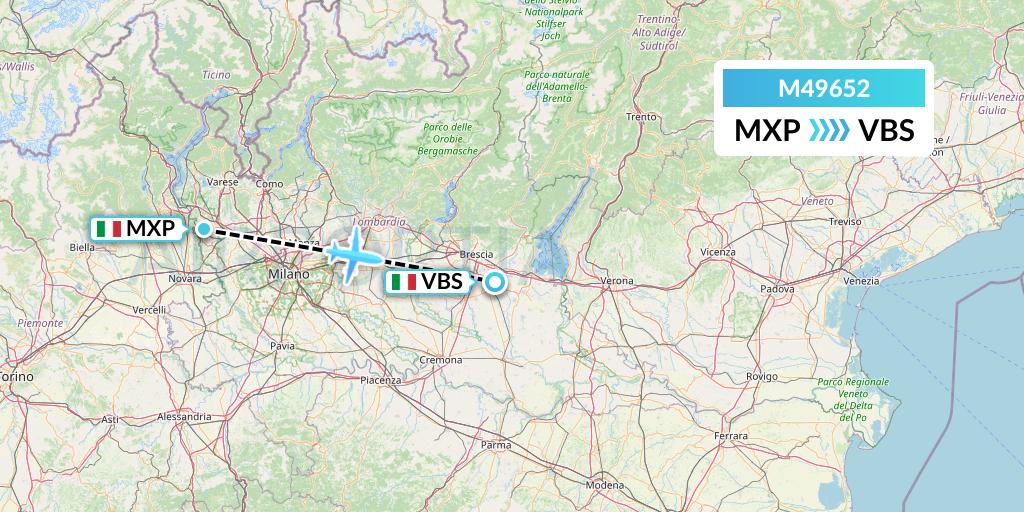 M49652 Mistral Air Flight Map: Milan to Brescia