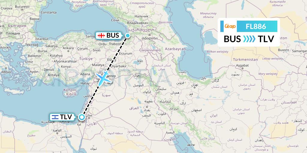 FL886 AirTran Flight Map: Batumi to Tel Aviv
