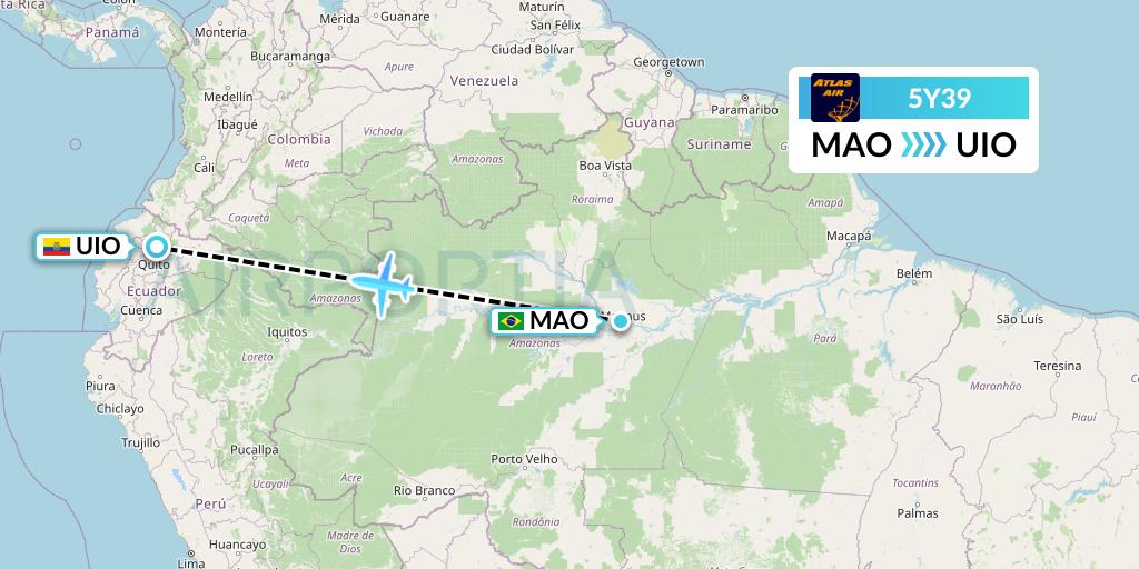 5Y39 Atlas Air Flight Map: Manaus to Quito