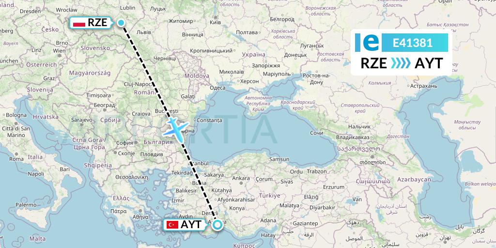 E41381 Estelar Latinoamerica C.A. Flight Map: Rzeszow to Antalya