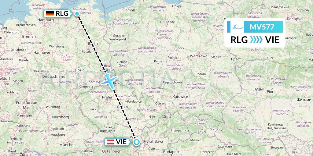 MV577 Aviastar Mandiri Flight Map: Rostock to Vienna