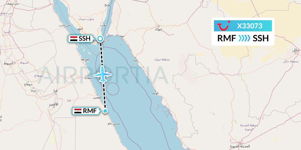 X33073 TUI fly Germany Flight Map: Marsa Alam to Sharm el-Sheikh