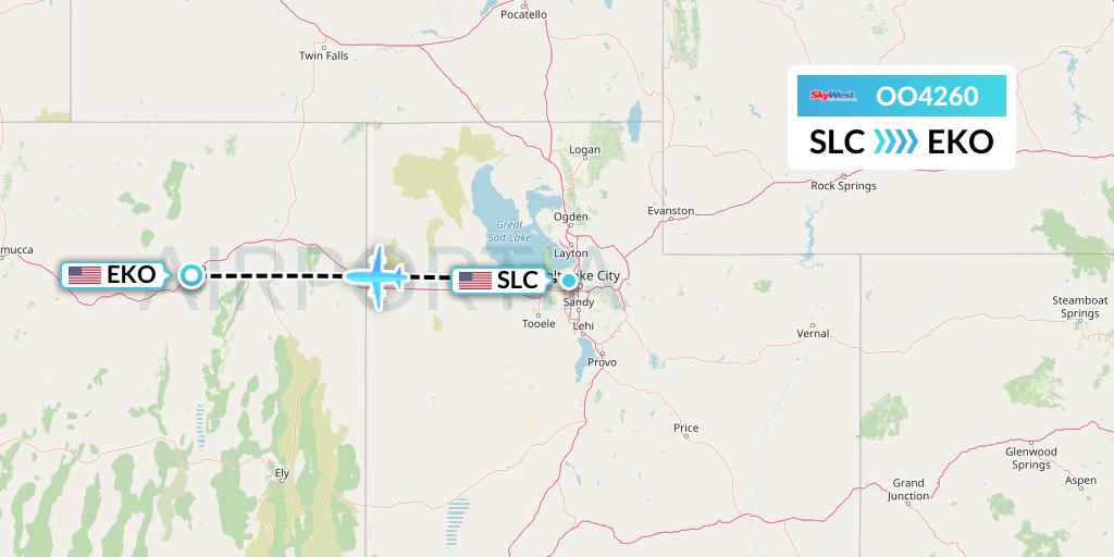 OO4260 SkyWest Airlines Flight Map: Salt Lake City to Elko