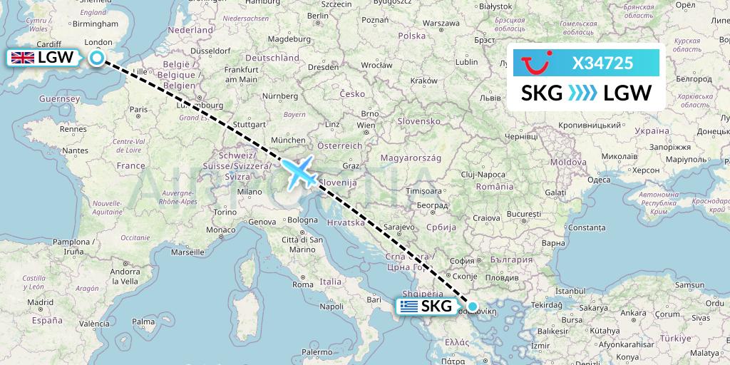 X34725 TUI fly Germany Flight Map: Thessaloniki to London