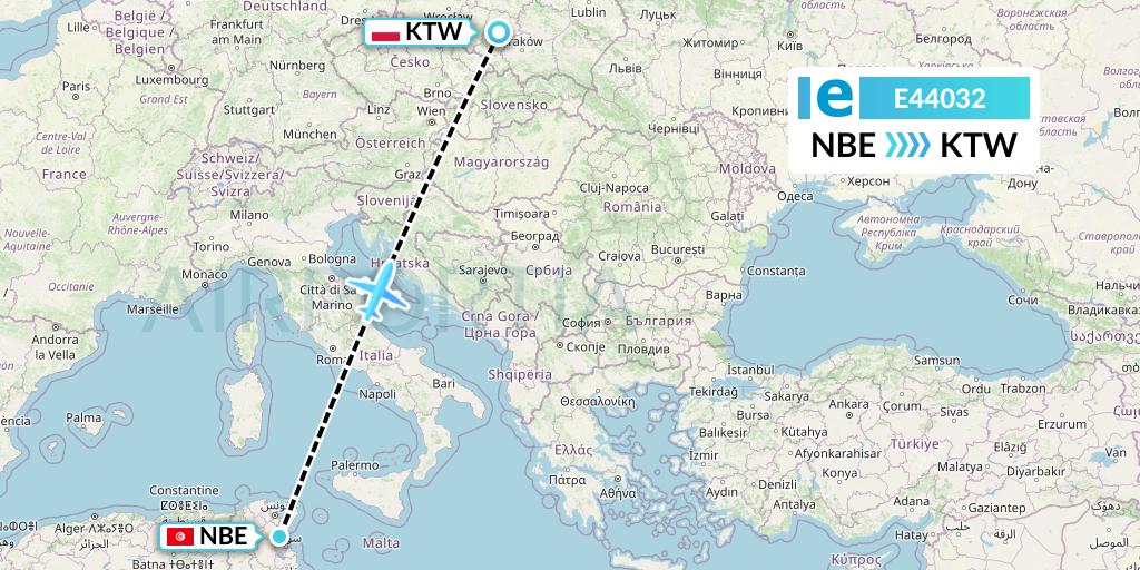 E44032 Estelar Latinoamerica C.A. Flight Map: Enfidha to Katowice