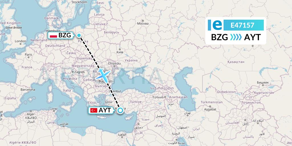E47157 Estelar Latinoamerica C.A. Flight Map: Bydgoszcz to Antalya