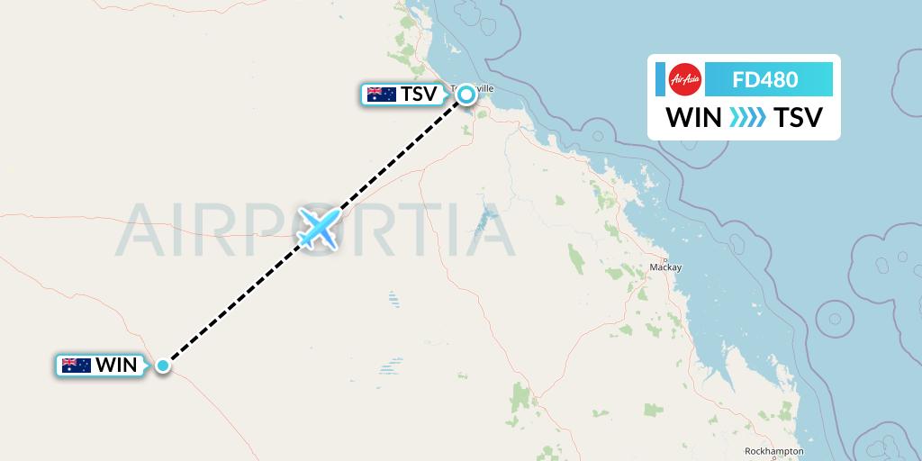 FD480 Thai AirAsia Flight Map: Winton to Townsville