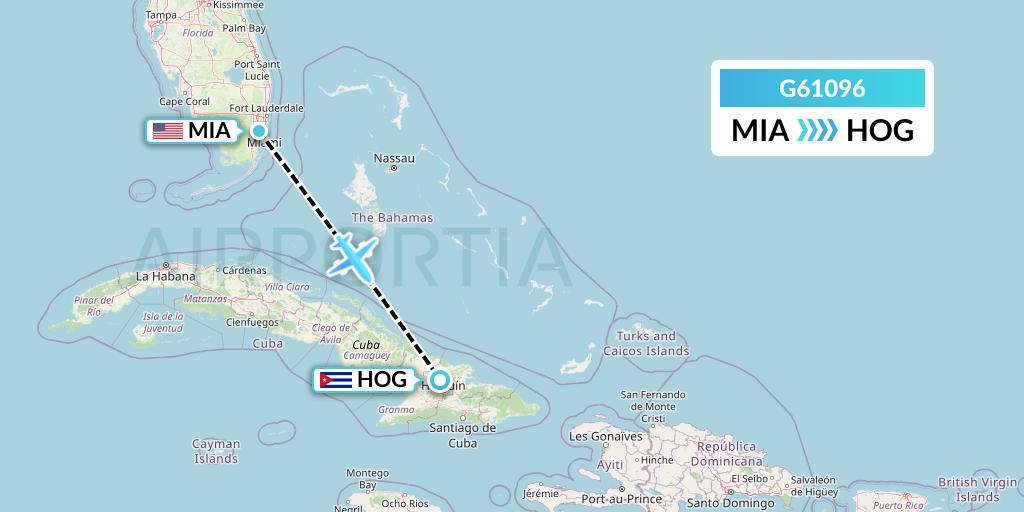 G61096 Fly Arna Flight Map: Miami to Holguin