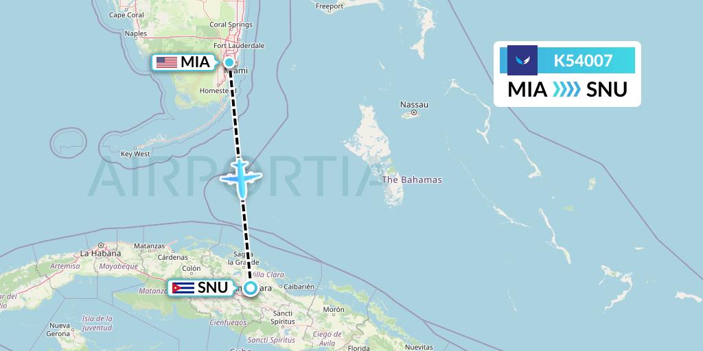 K54007 SeaPort Airlines Flight Map: Miami to Santa Clara