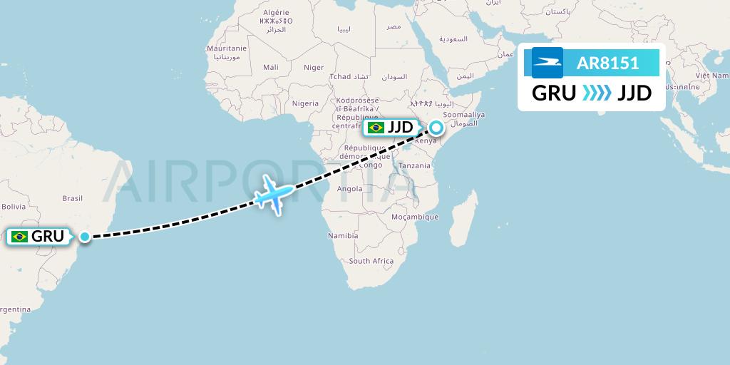 AR8151 Aerolineas Argentinas Flight Map: Sao Paulo to Cruz Alta