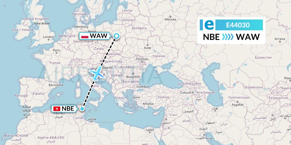 E44030 Estelar Latinoamerica C.A. Flight Map: Enfidha to Warsaw