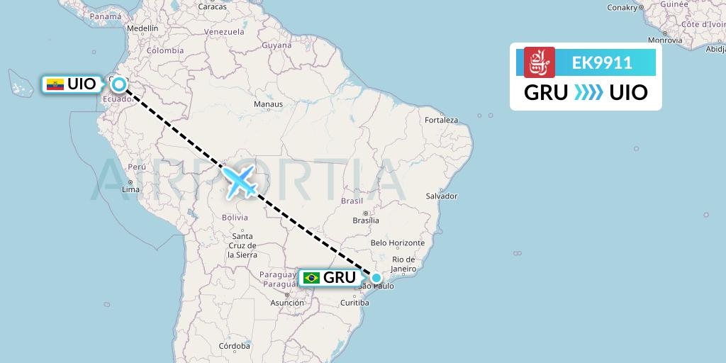EK9911 Emirates Flight Map: Sao Paulo to Quito