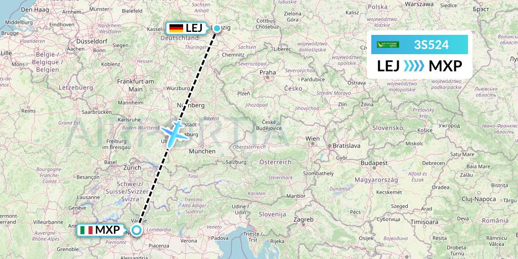 3S524 Air Antilles Express Flight Map: Leipzig to Milan