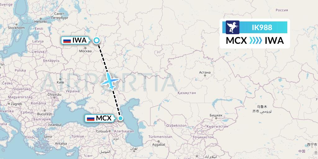 IK988 Air Kiribati Flight Map: Makhachkala to Ivanovo