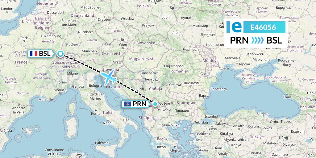 E46056 Estelar Latinoamerica C.A. Flight Map: Pristina to Basel