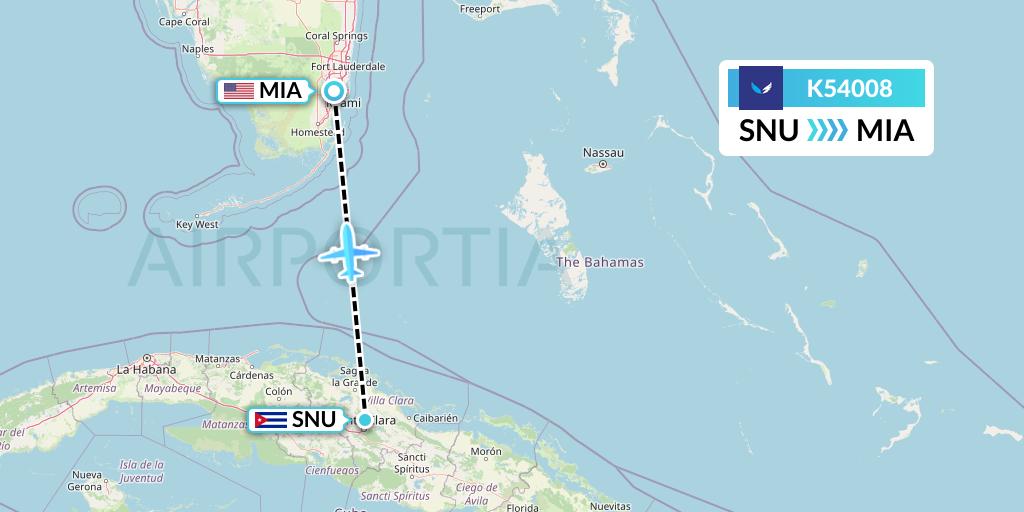 K54008 SeaPort Airlines Flight Map: Santa Clara to Miami