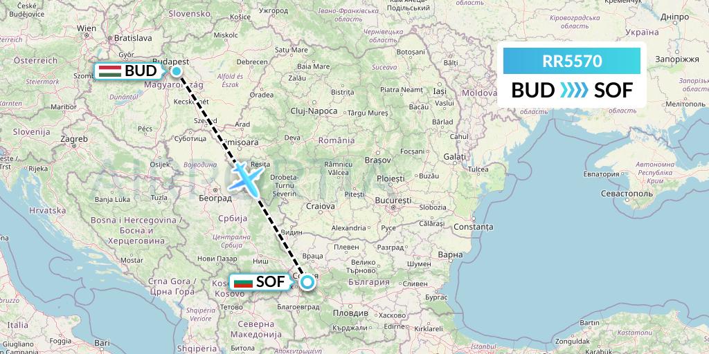 RR5570 Royal Air Force Flight Map: Budapest to Sofia