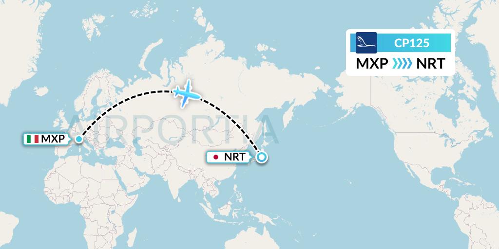 CP125 Compass Airlines Flight Map: Milan to Tokyo