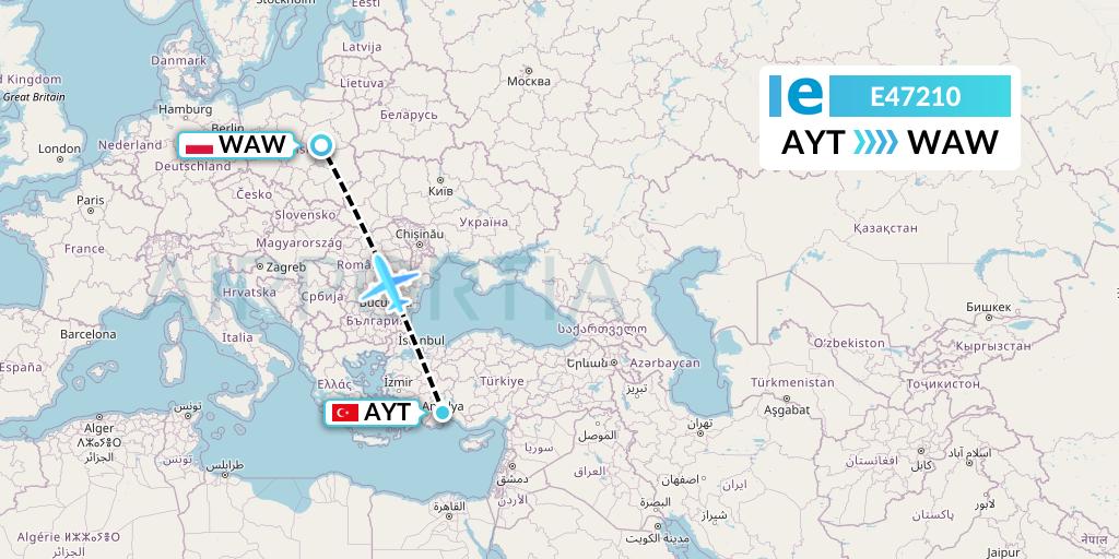 E47210 Estelar Latinoamerica C.A. Flight Map: Antalya to Warsaw