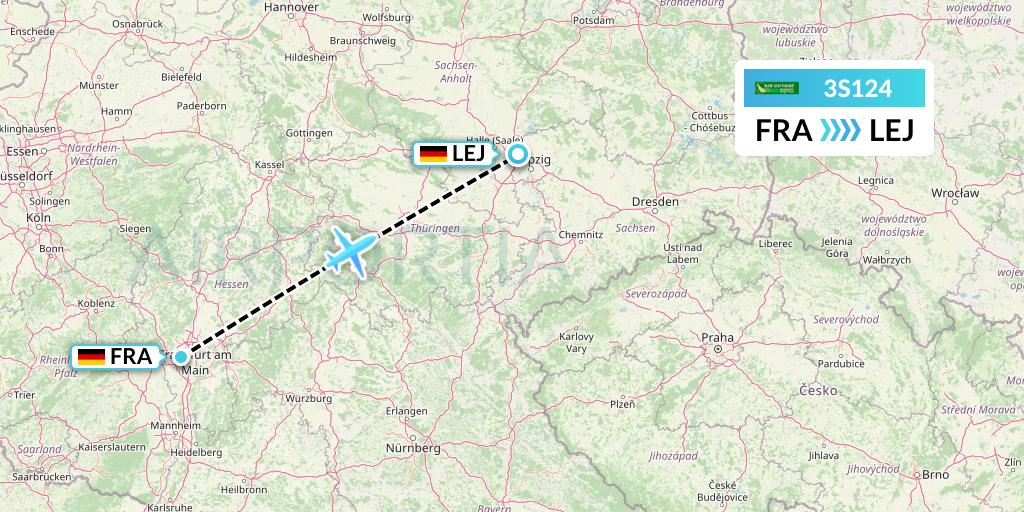 3S124 Air Antilles Express Flight Map: Frankfurt to Leipzig