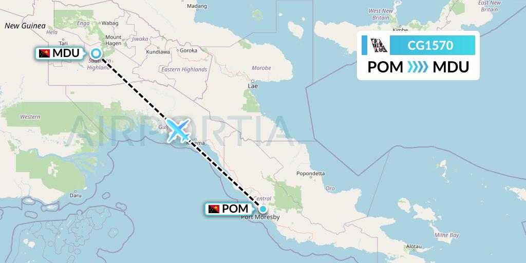CG1570 Airlines PNG Flight Map: Port Moresby to Papua New Guinea