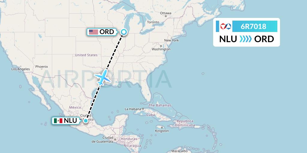 6R7018 Alrosa Flight Map: Reyes Acozac to Chicago