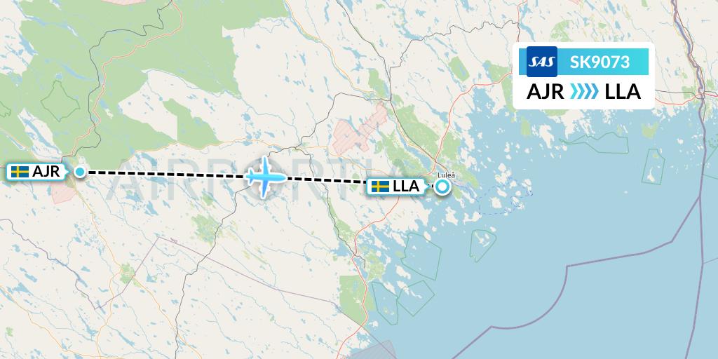 SK9073 SAS Flight Map: Arvidsjaur to Lulea