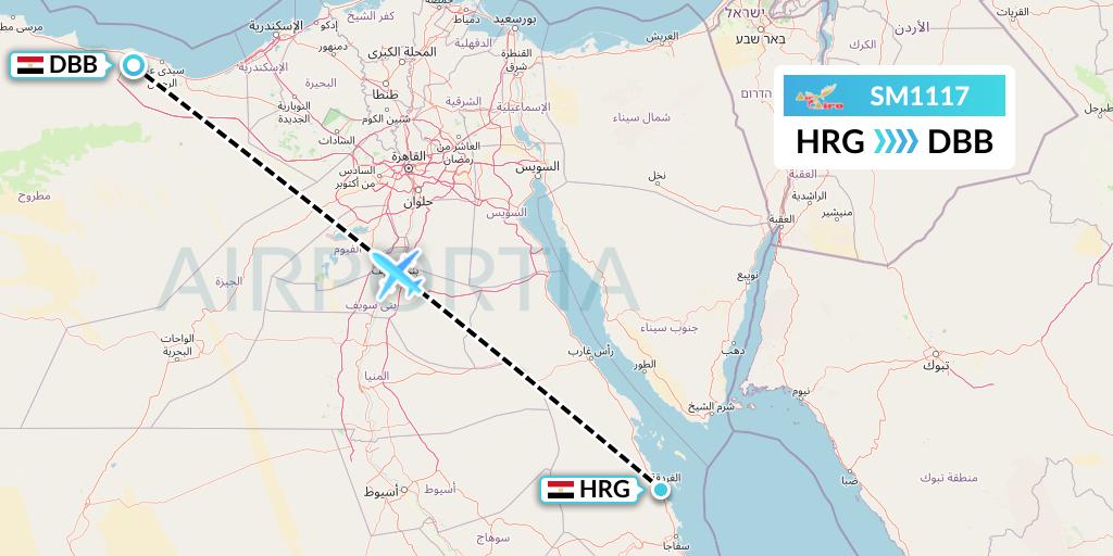SM1117 Air Cairo Flight Map: Hurghada to El Alamein