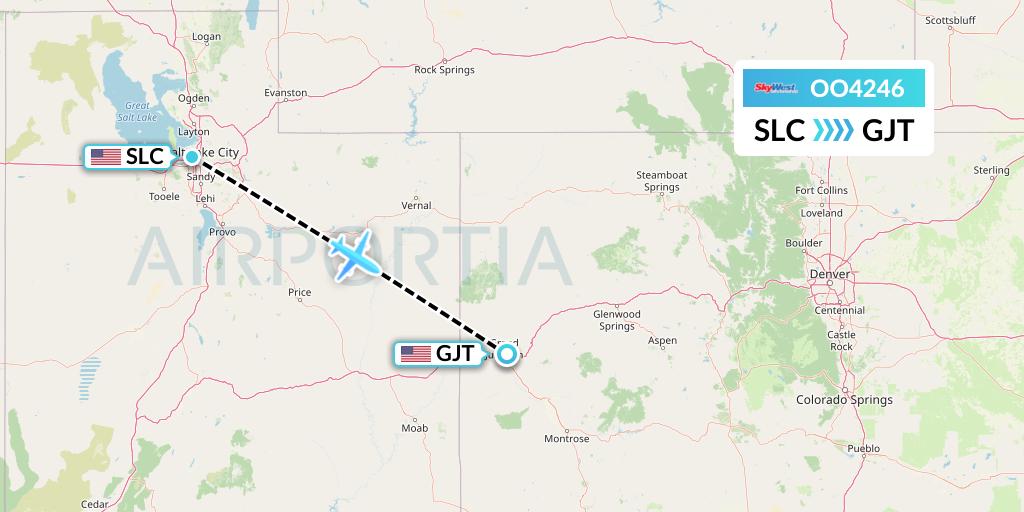 OO4246 SkyWest Airlines Flight Map: Salt Lake City to Grand Junction