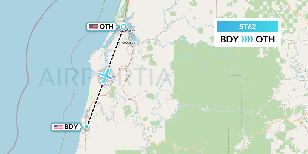ST62 Air Thanlwin Flight Map: Bandon to North Bend
