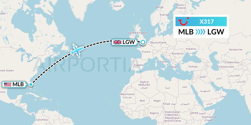 X317 TUI fly Germany Flight Map: Melbourne to London
