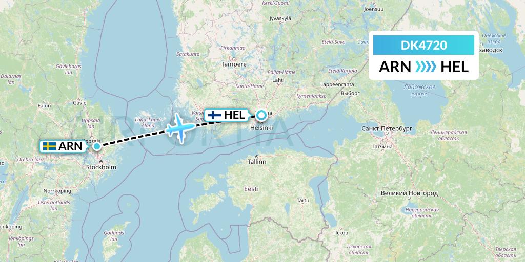 DK4720 Thomas Cook Airlines Scandinavia Flight Map: Stockholm to Helsinki