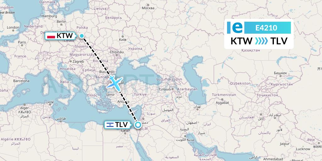 E4210 Estelar Latinoamerica C.A. Flight Map: Katowice to Tel Aviv