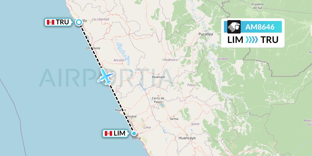 AM8646 Aeromexico Flight Map: Lima to Trujillo