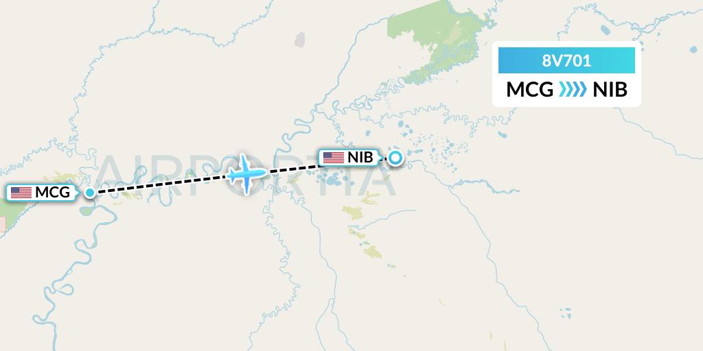 8V701 Wright Air Service Flight Map: McGrath to Nikolai