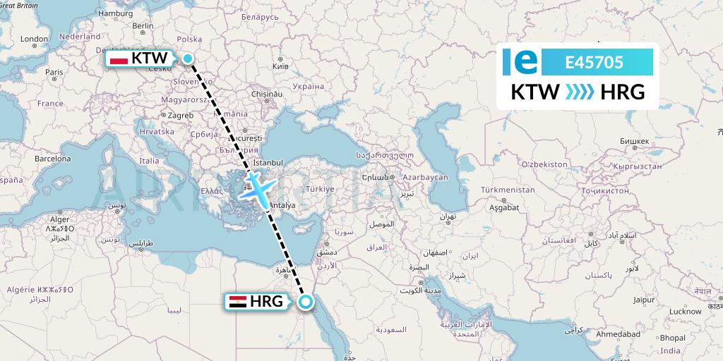 E45705 Estelar Latinoamerica C.A. Flight Map: Katowice to Hurghada