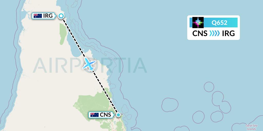 Q652 Volaris Costa Rica Flight Map: Cairns to Australia
