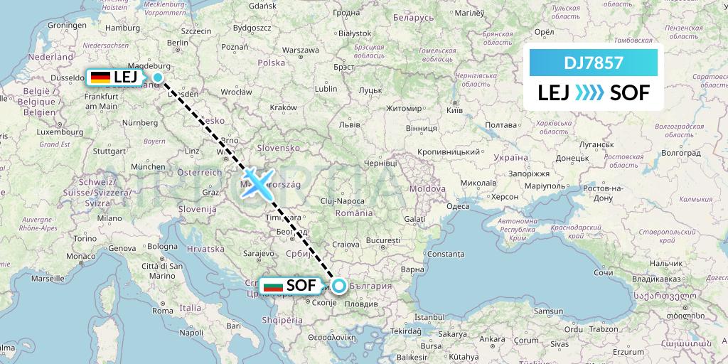 DJ7857 Air Djibouti Flight Map: Leipzig to Sofia